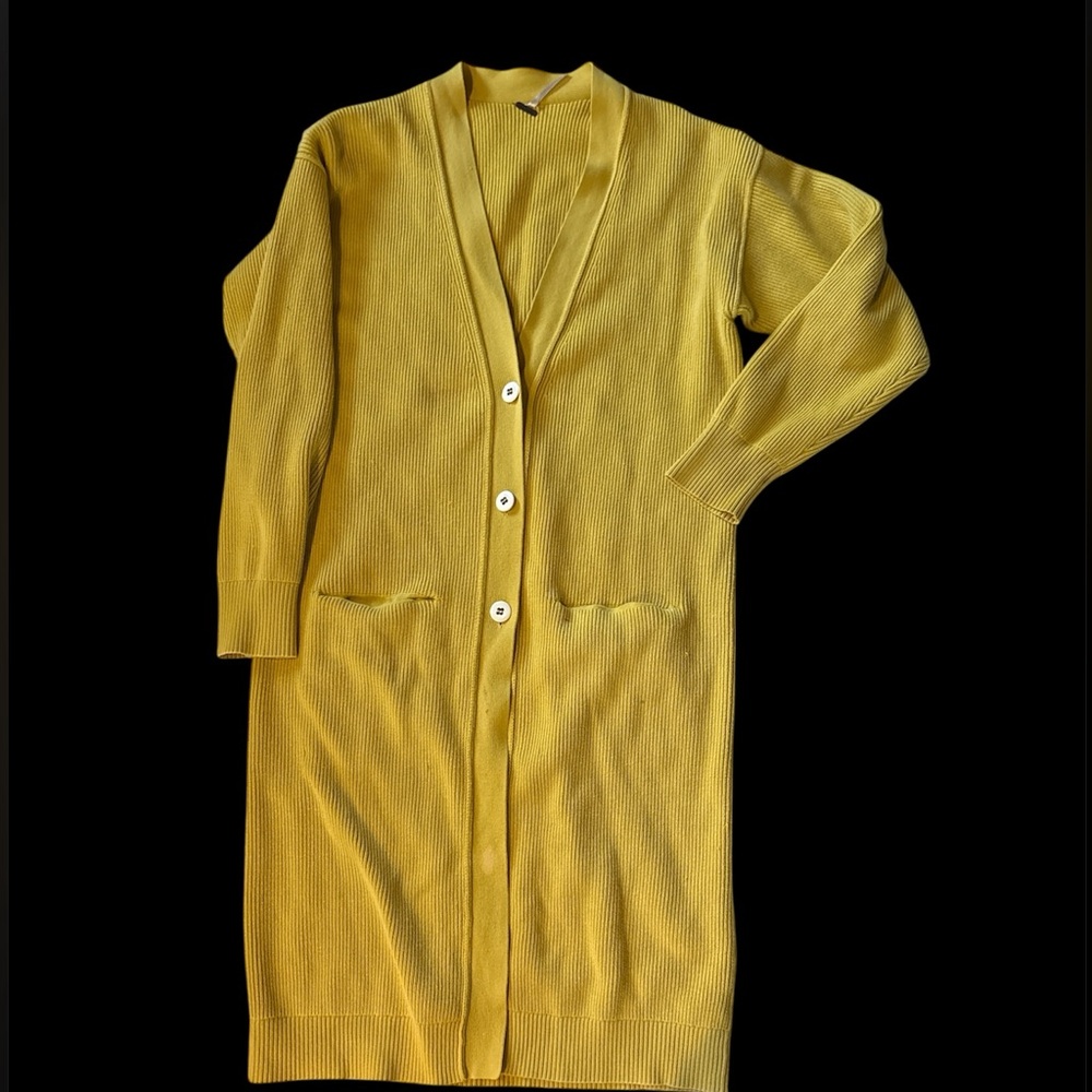 Free People Gold Yellow Women's Long oversized Cardigan Sweater small